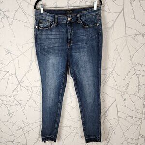 Judy Blue Side Slit Released Hem High Rise Skinny Ankle Jeans